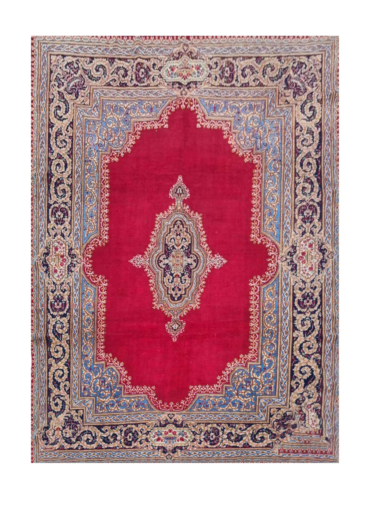 Amazing Hand Knotted Vintage Qirmoun Wool Area Rug 12.6 x 9.4 Ft