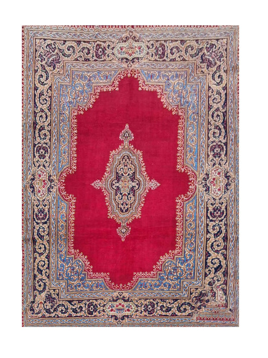 Amazing Hand Knotted Vintage Qirmoun Wool Area Rug 12.6 x 9.4 Ft