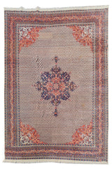 Authentic Hand Knotted Vintage Badam Gul Wool Area Rug 12.11 x 9.9 Ft (81 Ger-4)