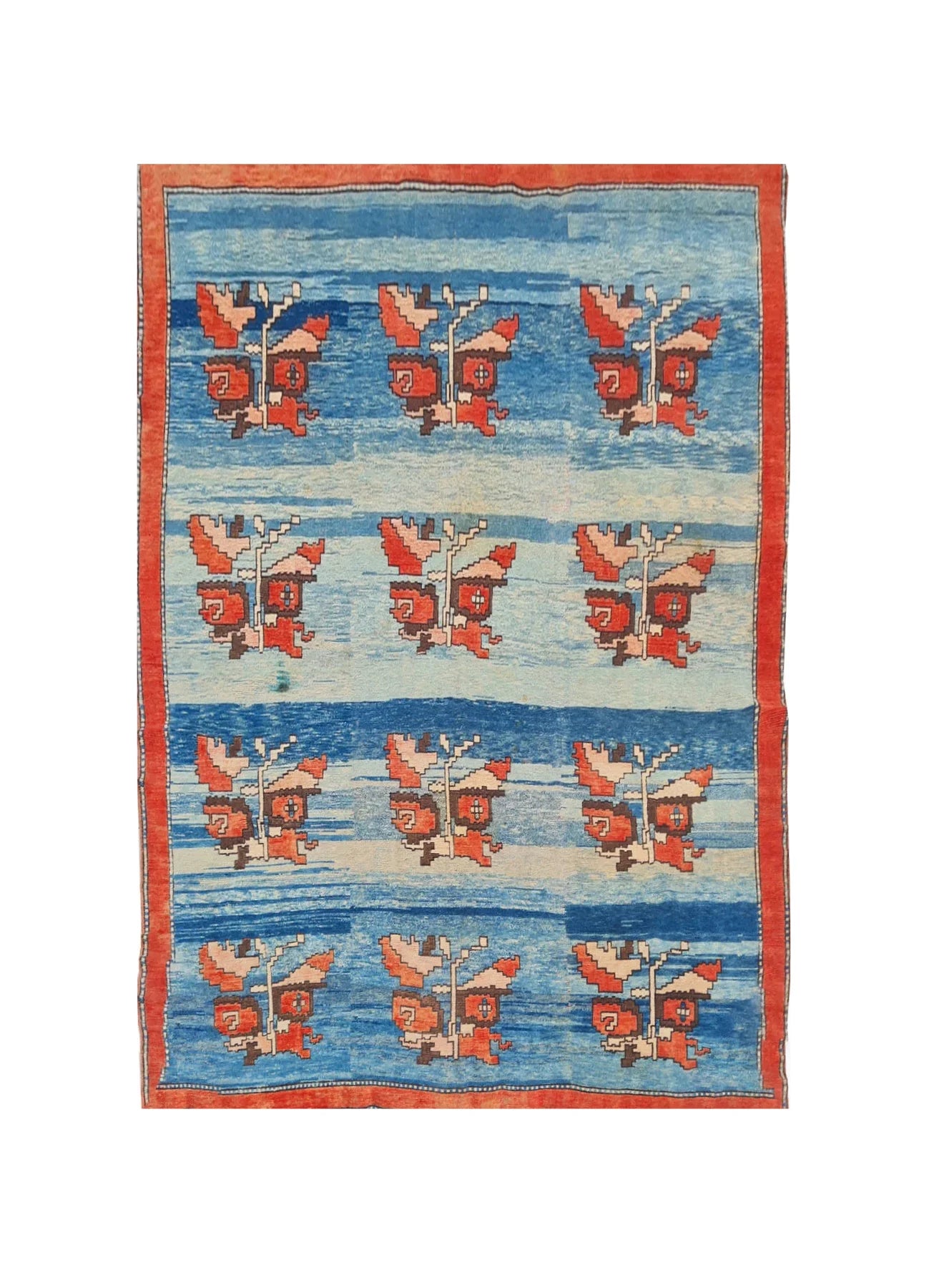 Authentic Hand Knotted Vintage Kurdi Wool Area Rug 9.10 x 7.0 Ft (1474 Ger-4)