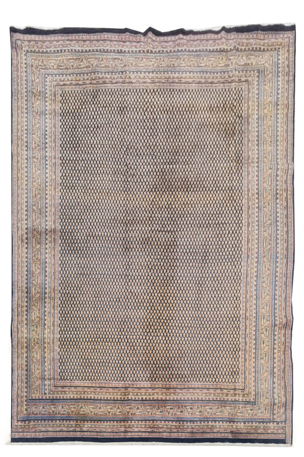 Authentic Hand Knotted Vintage Indo Wool Area Rug 11.6 x 8.0 Ft (165 Ger-4)