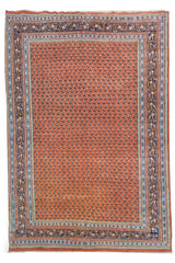 Authentic Hand Knotted Vintage Badam Gul Mir Wool Area Rug 7.10 x 6.0 Ft (1450 Ger-4)