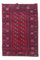 Authentic Hand Knotted Vintage Turkmen Moori Wool Area Rug 6.3 x 3.3 Ft (910 Ger-4)