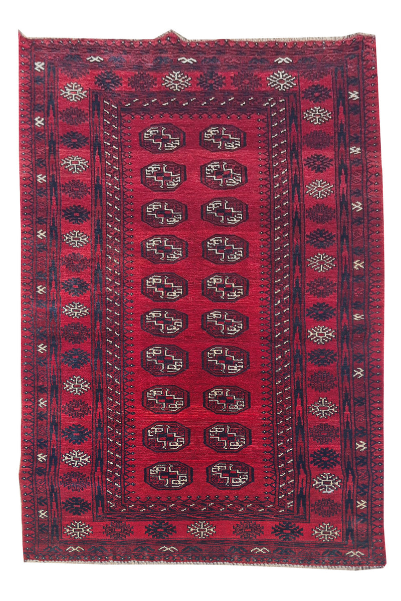 Authentic Hand Knotted Vintage Turkmen Moori Wool Area Rug 6.3 x 3.3 Ft (910 Ger-4)