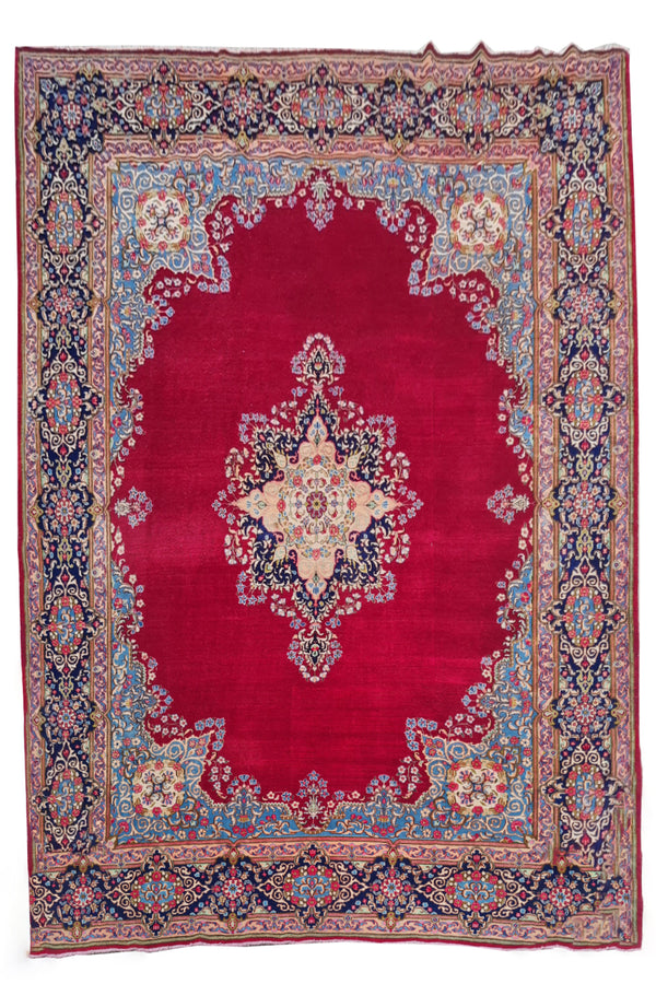 Authentic Hand Knotted Vintage Qirmoun Wool Area Rug 12.7 x 9.7 Ft (1541 Ger-4)
