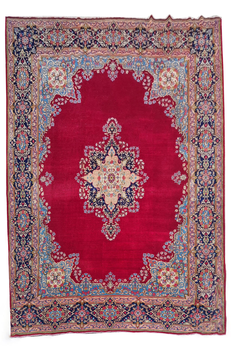 Authentic Hand Knotted Vintage Qirmoun Wool Area Rug 12.7 x 9.7 Ft (1541 Ger-4)