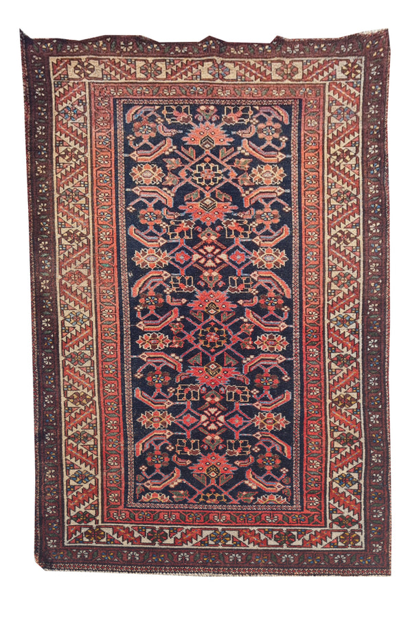 Authentic Hand Knotted Antique Hamidoun Wool Area Rug 6.4 x 3.4 Ft (1775 Ger-4)