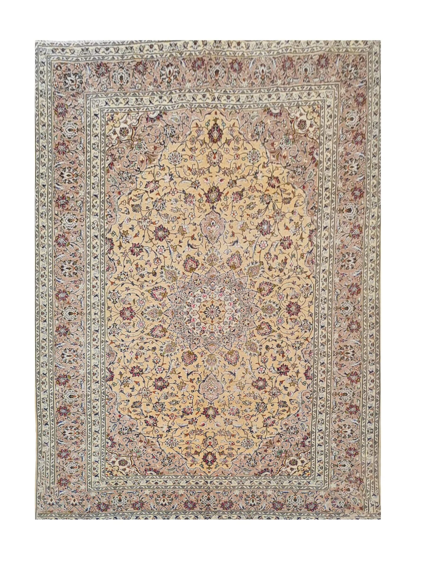 Amazing Hand Knotted Vintage Qashoun Wool Area Rug 10.10 x 8.4 Ft
