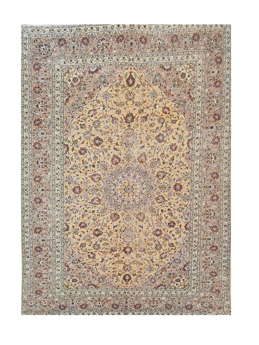 Amazing Hand Knotted Vintage Qashoun Wool Area Rug 10.10 x 8.4 Ft