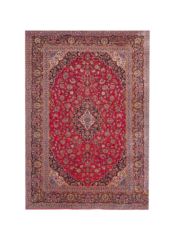 Authentic Hand Knotted Vintage Qashoun Wool Area Rug 12.8 x 9.6 Ft (1542 Ger-4)