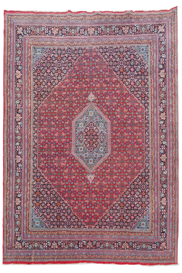 Authentic Hand Knotted Vintage Indo Wool Area Rug 10.4 x 7.9 Ft (155 Ger-4)