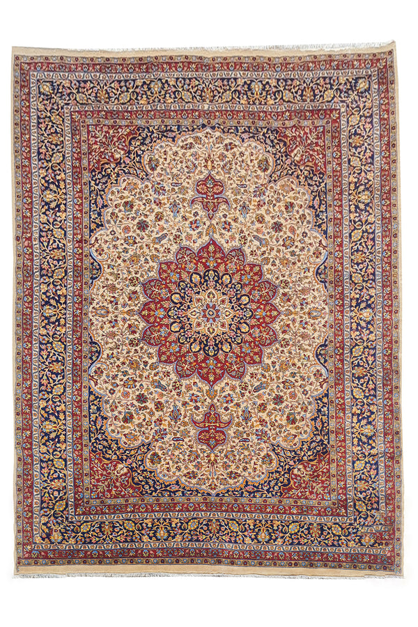 Authentic Hand Knotted Vintage Tabreez Wool Area Rug 11 x 8 Ft (1524 Ger-4)