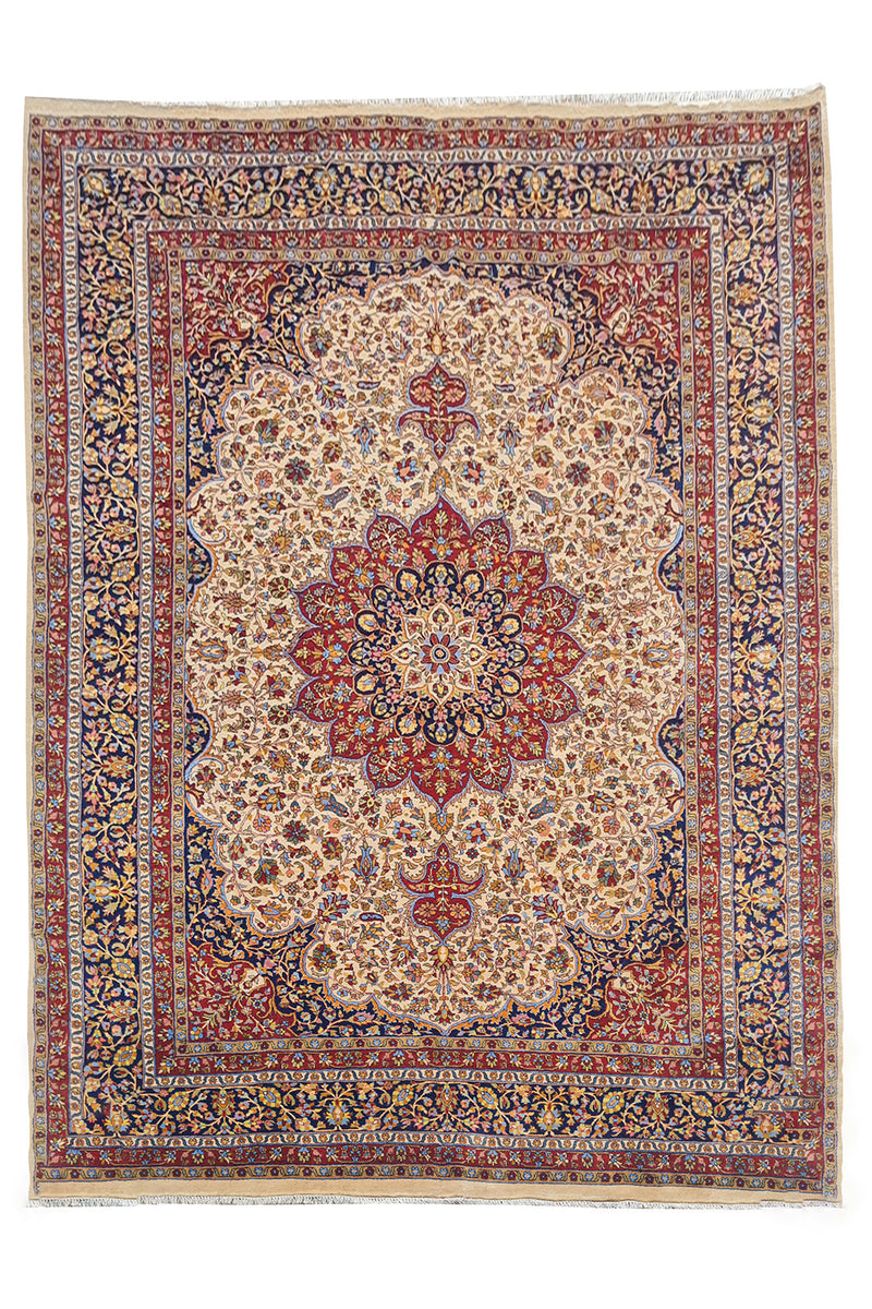Authentic Hand Knotted Vintage Tabreez Wool Area Rug 11 x 8 Ft (1524 Ger-4)