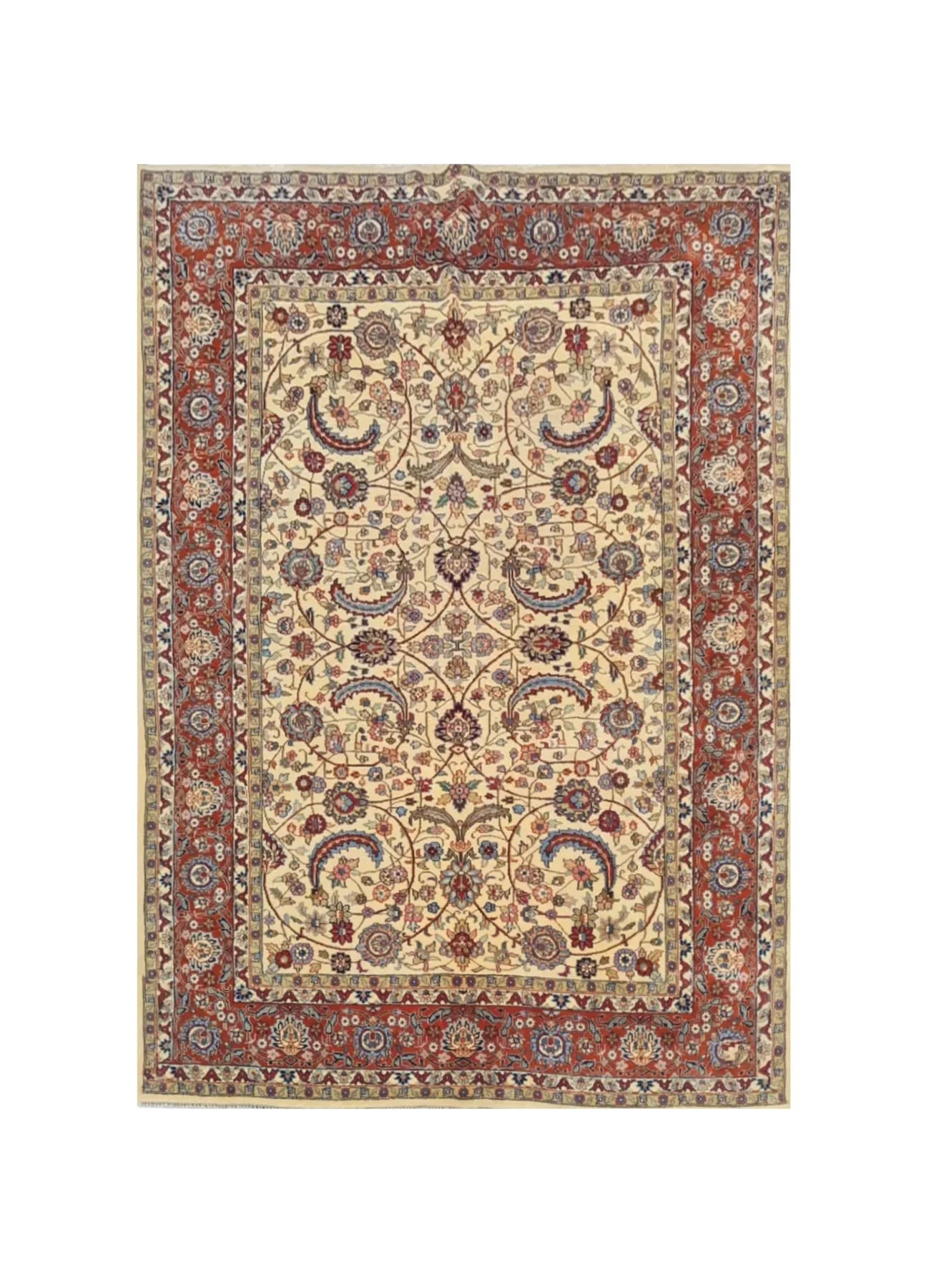 Authentic Hand Knotted Vintage Indo Wool Area Rug 8.0 x 5.9 Ft (1477 Ger-4)