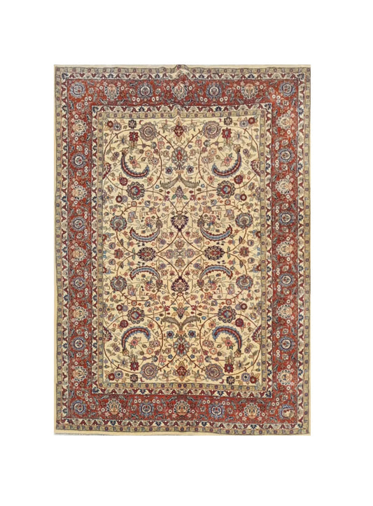 Authentic Hand Knotted Vintage Indo Wool Area Rug 8.0 x 5.9 Ft (1477 Ger-4)