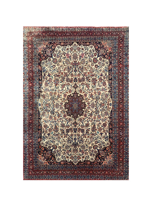 Amazing Hand Knotted Vintage Qashoun Wool Area Rug 13.5 x 8.9 Ft