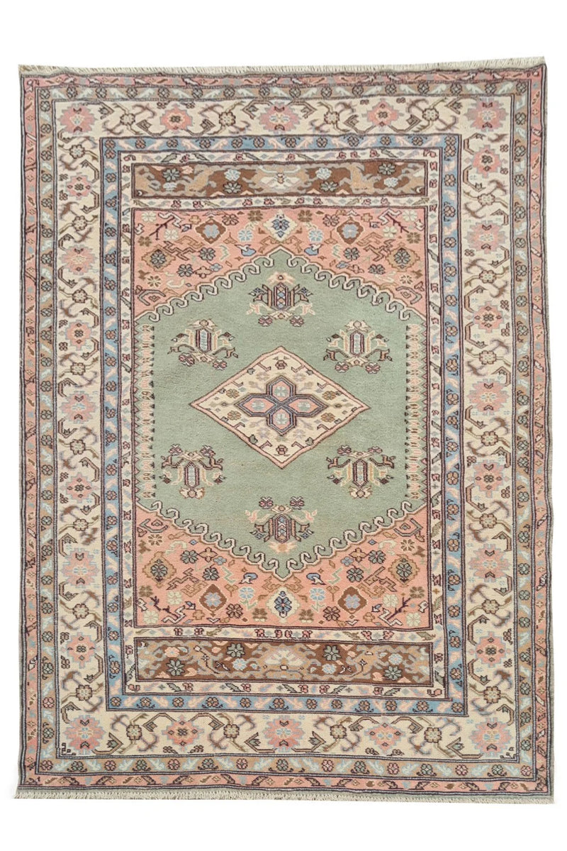 Amazing Hand Knotted Vintage Traditional Tribal Kurdi Pictorial Wool Area Rug 7 x 4 Ft