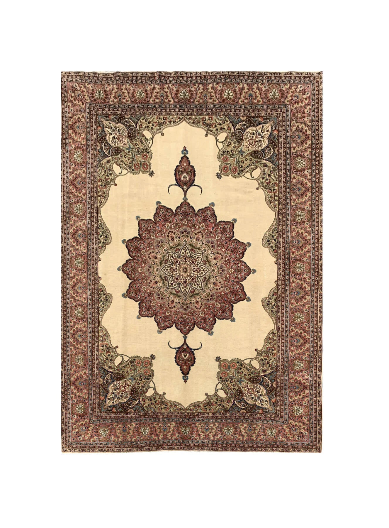 Amazing Hand Knotted Vintage Tabreez Wool Area Rug 12.1 x 8.8 Ft