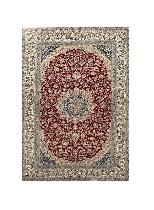 Amazing Hand Knotted Vintage Qashoun Wool Area Rug 12.2 x 7.11 Ft