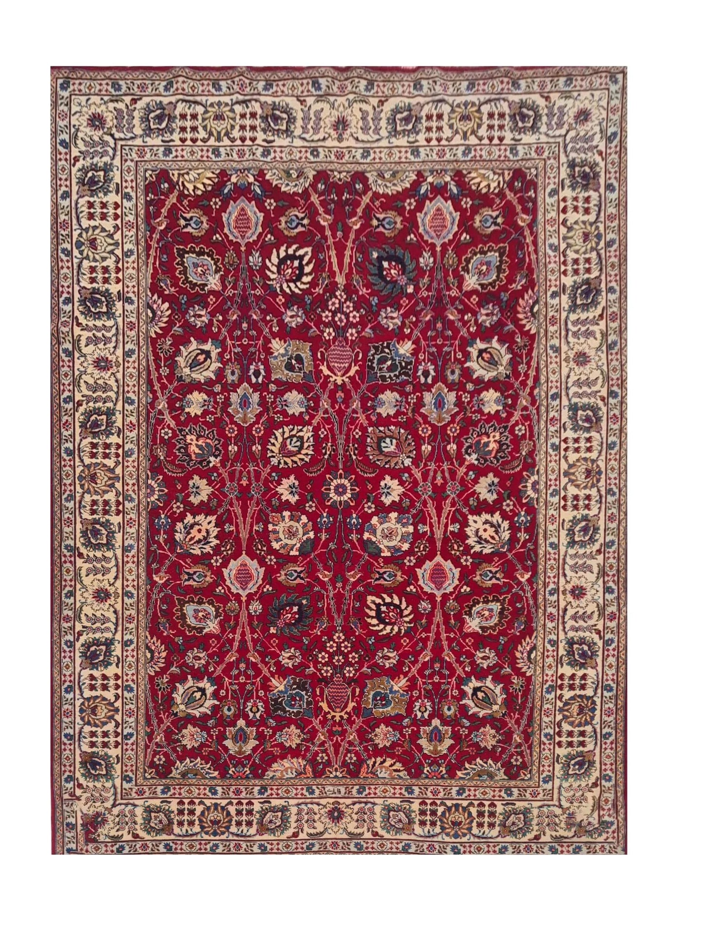 Amazing Hand Knotted Antique Tabreez Wool Area Rug 11.7 x 7.11 Ft
