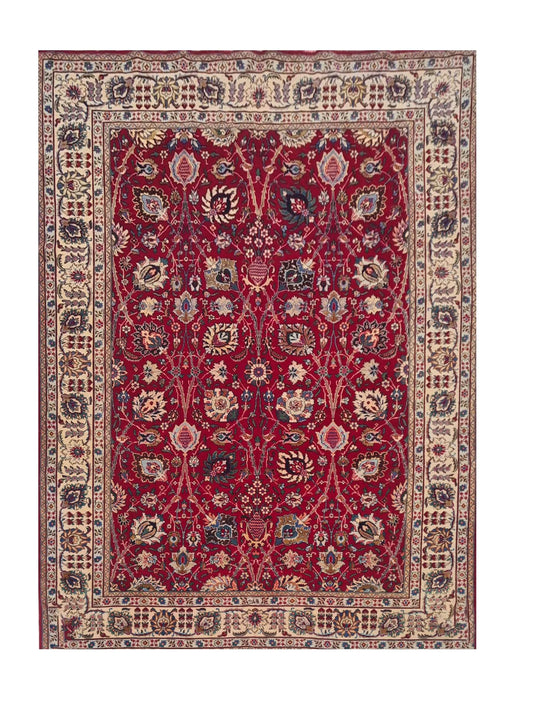 Amazing Hand Knotted Antique Tabreez Wool Area Rug 11.7 x 7.11 Ft