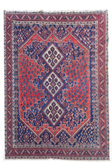 Amazing Hand Knotted Vintage Traditional Tribal Afshour Pictorial Wool Area Rug 6 x 5 Ft