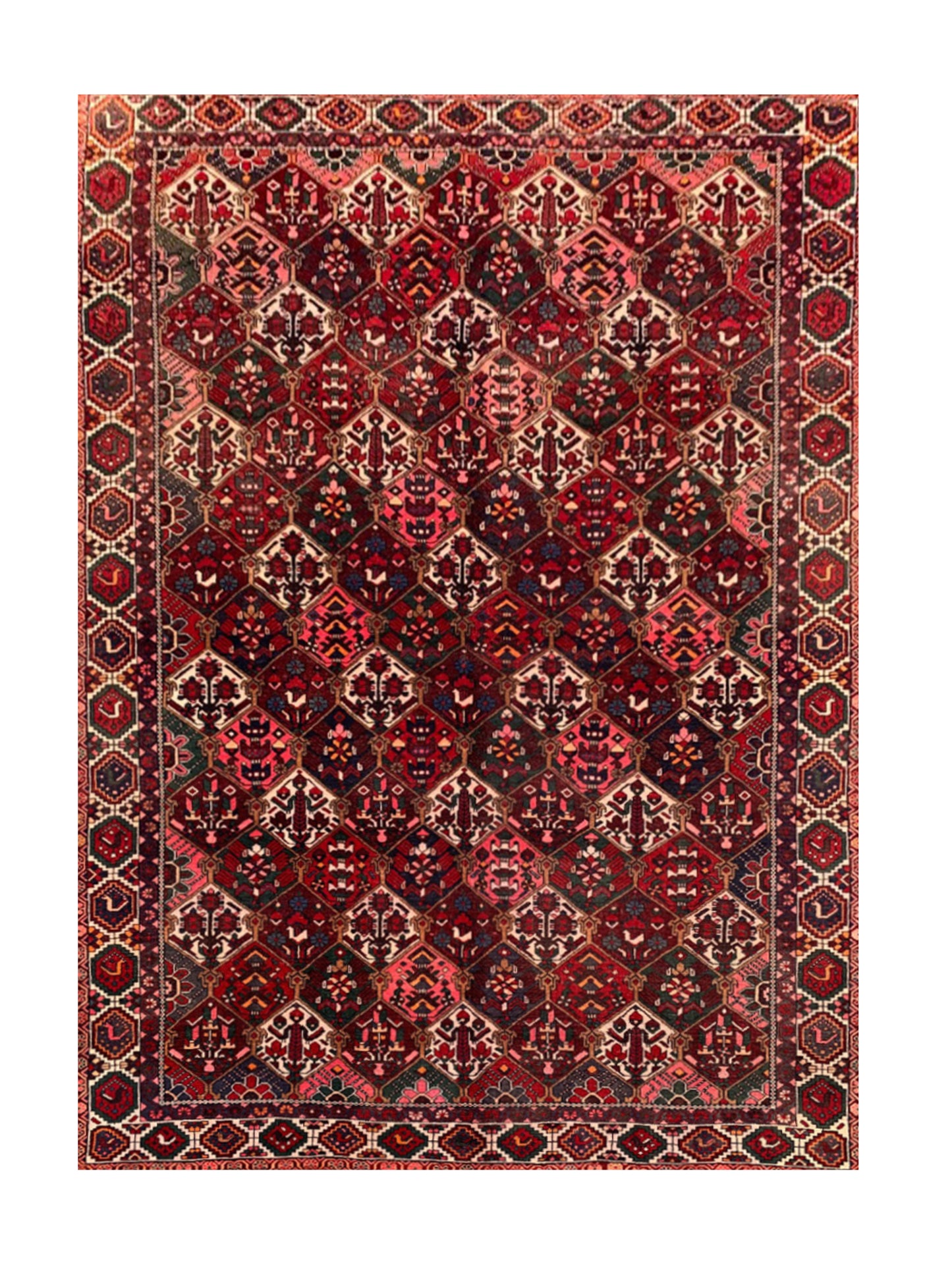 Amazing Hand Knotted Vintage Baghtiyaar Wool Area Rug 9.4 x 6.9 Ft