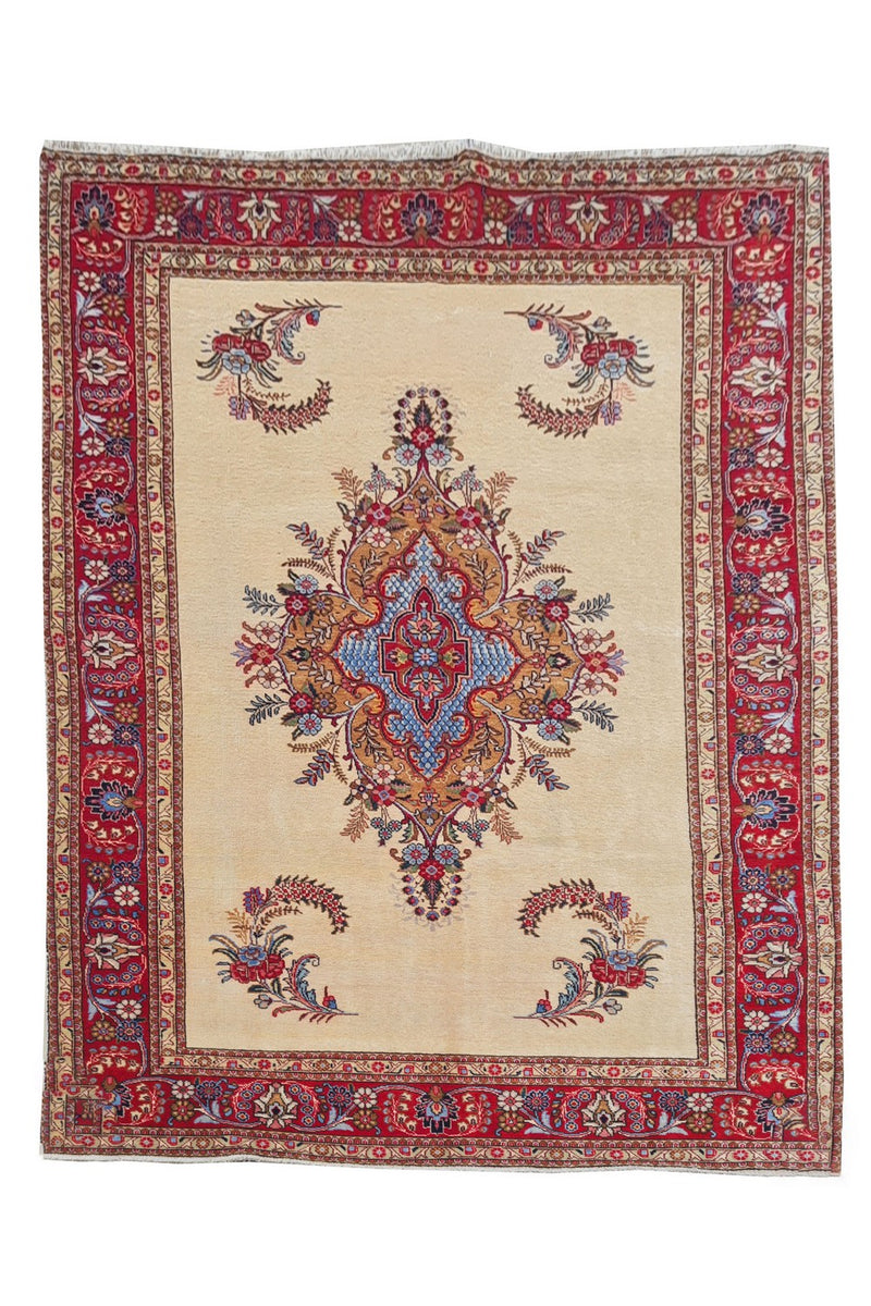 Authentic Hand Knotted Vintage Tribal Tabreez Wool Area Rug 10.1 x 5.10 Ft (13 Ger-4)