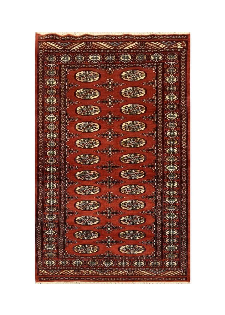 Amazing Hand Knotted Vintage Pakistani Bokhara Jhaldar Wool Area Rug 6.9 x 2.7 Ft