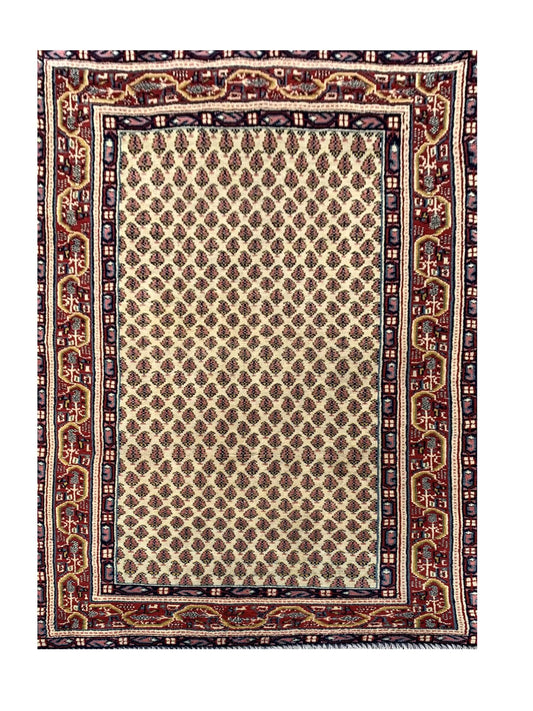 Amazing Hand Knotted Vintage Badam Gul Wool Area Rug 4.10 x 2.11 Ft