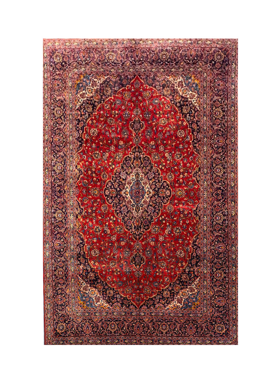 Authentic Hand Knotted Vintage Qashoun Wool Area Rug 14.6 x 9.11 Ft