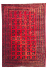 Authentic Hand Knotted Vintage Afghan Turkmen Felpah Wool Area Rug 11.7 x 8.3 Ft (1496 Ger-4)