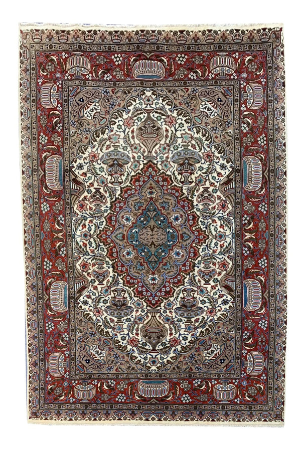 Authentic Hand Knotted Vintage Qashmour Wool Area Rug 9.10 x 6.5 Ft