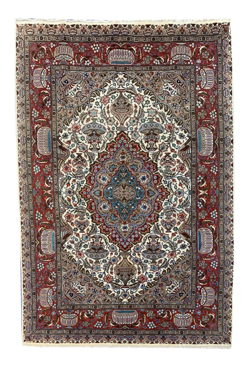 Authentic Hand Knotted Vintage Qashmour Wool Area Rug 9.10 x 6.5 Ft