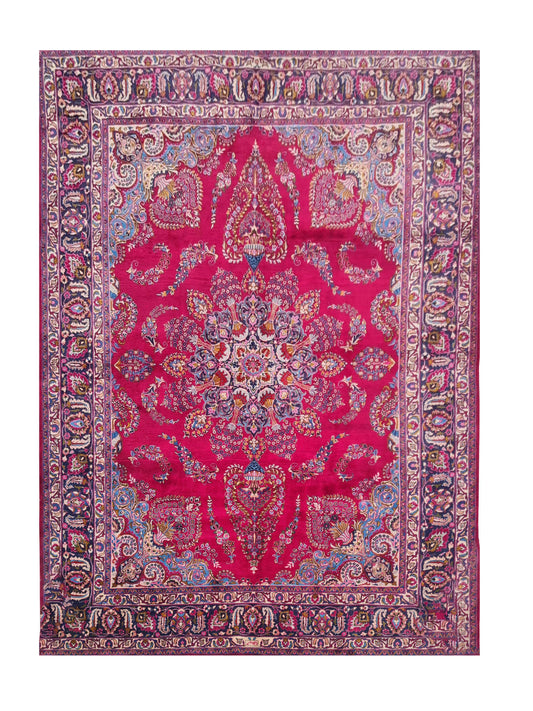 Amazing Hand Knotted Vintage Mashoud Wool Area Rug 12.10 x 9.10 Ft