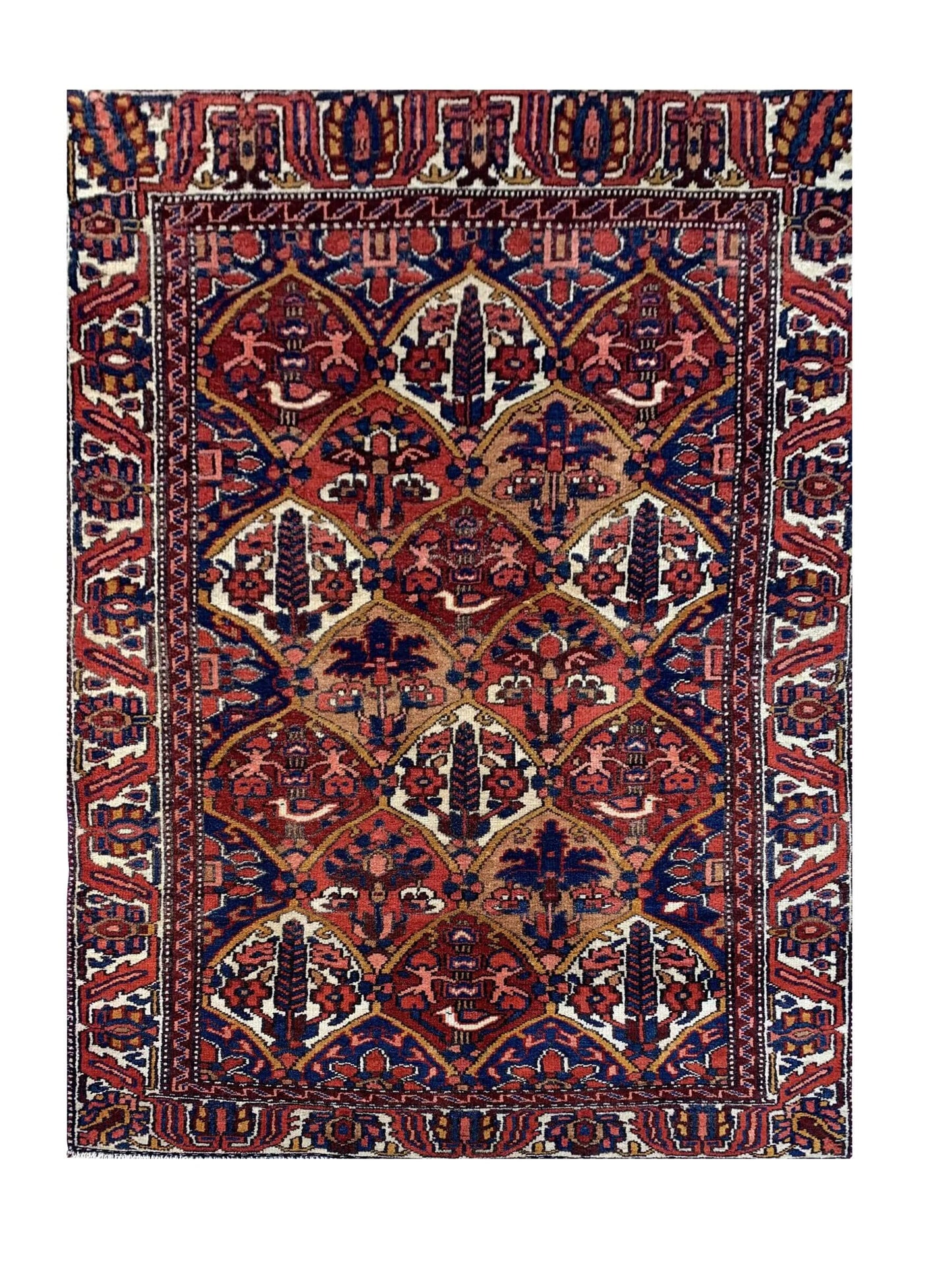 Amazing Hand Knotted Vintage Baghtiyaar Pictorial Wool Area Rug 4.10 x 3.2 Ft