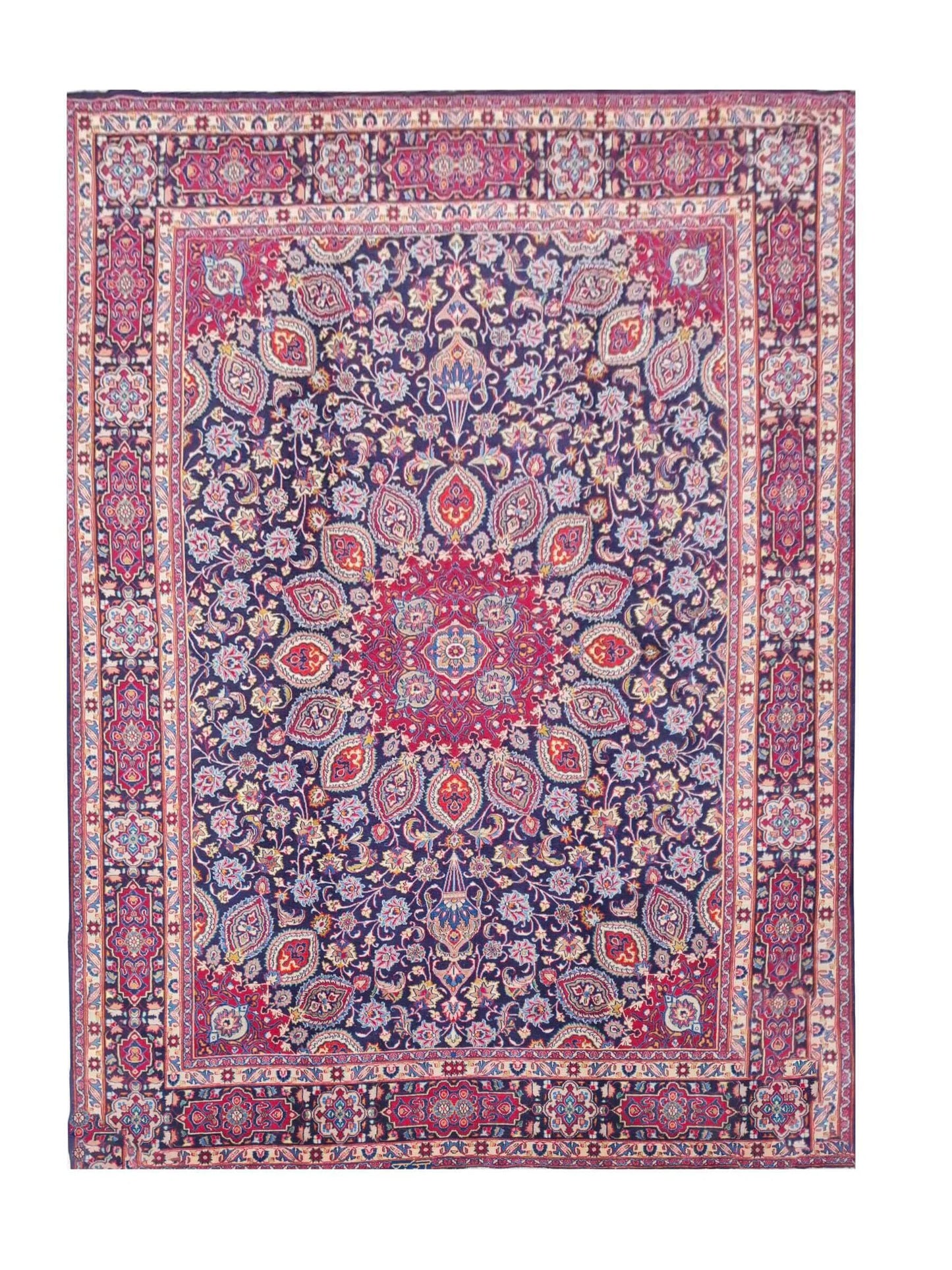 Amazing Hand Knotted Vintage Qashoun Wool Area Rug 13.2 x 9.7 Ft