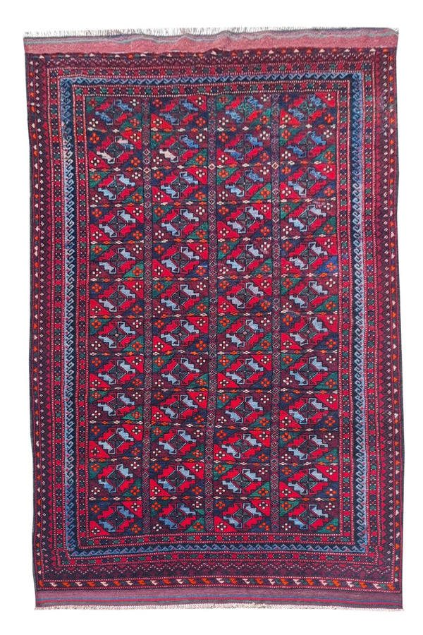 Amazing Hand Knotted Antique Afghan Kazak Wool Area Rug 8 x 4 Ft