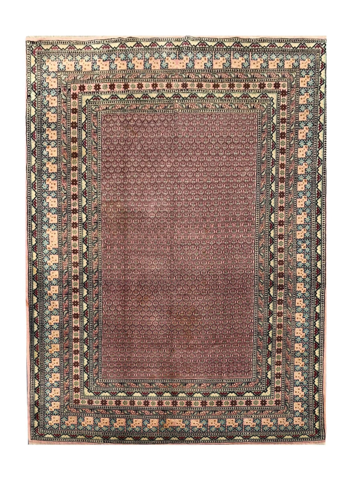 Amazing Hand Knotted Vintage Morocco Wool Area Rug 9.7 x 6.5 Ft