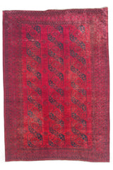 Authentic Hand Knotted Antique Afghan Turkmen Felpah Wool Area Rug 11.5 x 8.0 Ft (1485 Ger-4)