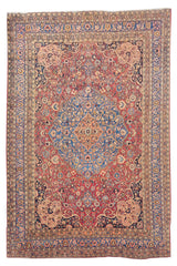 Antique Hand Knotted Qashoun Wool Area Rug 12.4 x 9.6 Ft (1493 Ger-4)