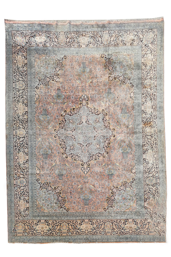 Authentic Hand Knotted Vintage Kashmiri Wool Area Rug 17.9 x 11.11 Ft (1565 Ger-4)