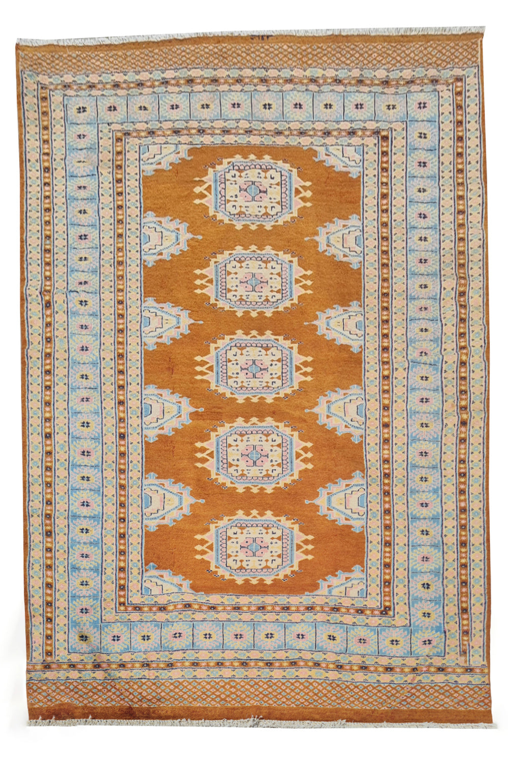 Authentic Hand Knotted Vintage Pakistani Bokhara Jhaldar Wool Area Rug 6 x 4 Ft (929 Ger-4)