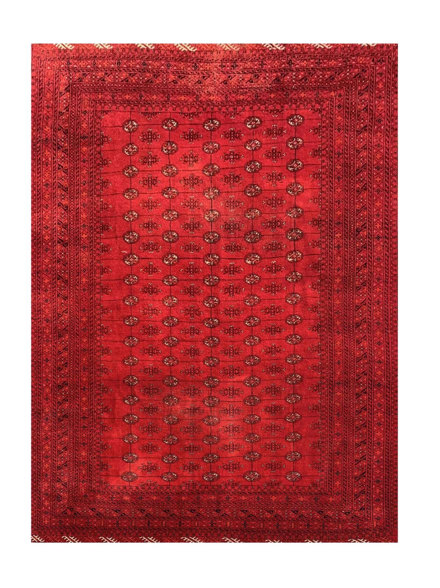 Amazing Hand Knotted Vintage Afghan Turkmen Moori Wool Area Rug 9.10 x 6.5 Ft