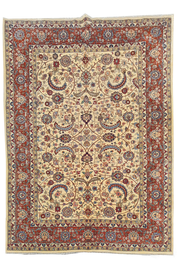 Authentic Hand Knotted Vintage Indo Wool Area Rug 8.0 x 5.9 Ft (1477 Ger-4)
