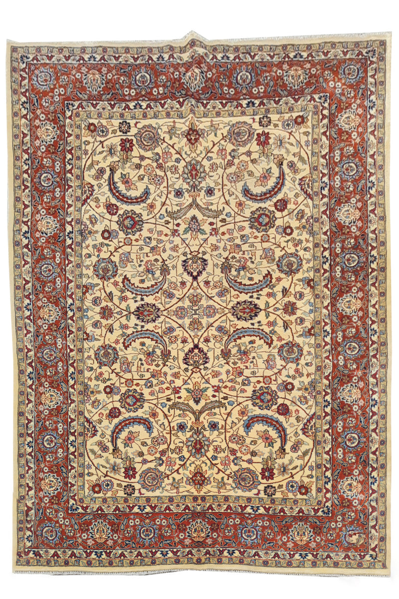 Authentic Hand Knotted Vintage Indo Wool Area Rug 8.0 x 5.9 Ft (1477 Ger-4)