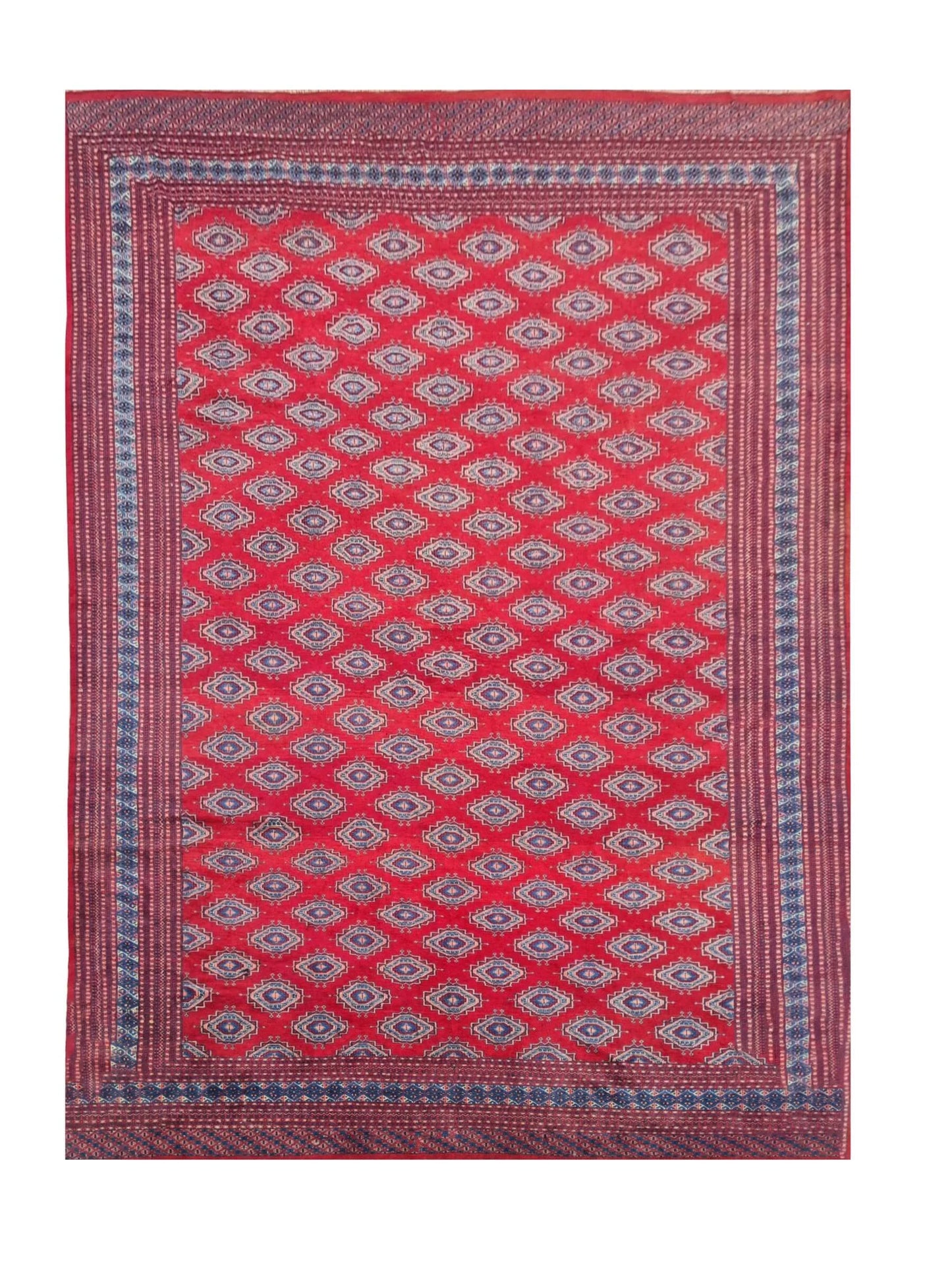 Amazing Hand Knotted Vintage Bokhara Jhaldar Wool Area Rug 12.0 x 9.5 Ft