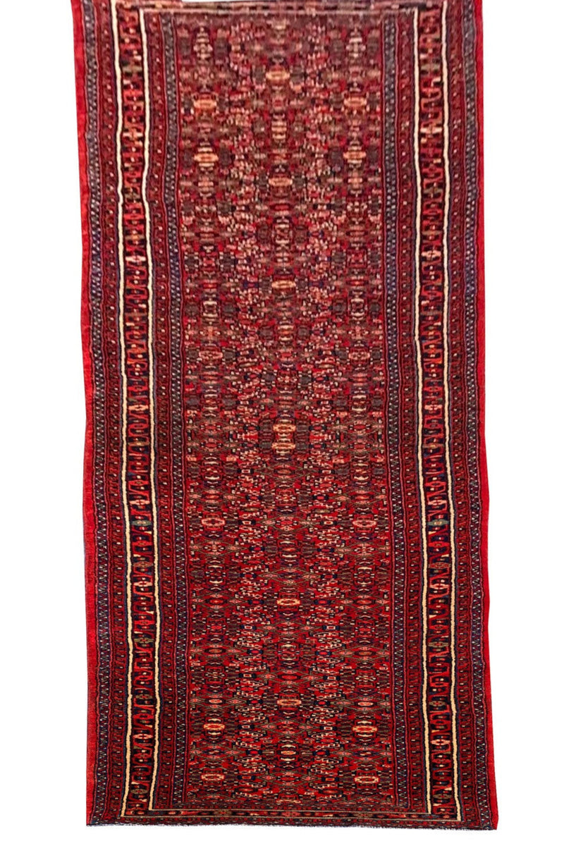 Authentic Hand Knotted Vintage Hamidoun Wool Area Runner Rug 16.2 x 3.5 Ft