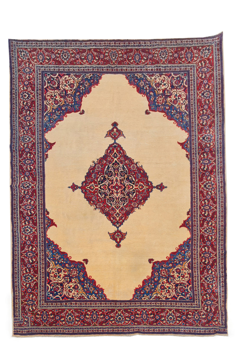 Authentic Hand Knotted Vintage Saroukh Wool Area Rug 10 x 7 Ft (1453 Ger-4)