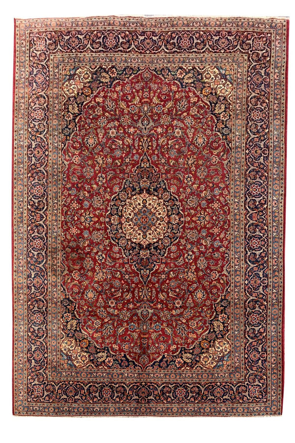 Amazing Hand Knotted Vintage Qashoun Wool Area Rug 12.11 x 8.5 Ft